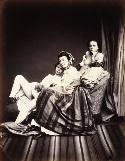 Tre Donne Nude su un Divano, c.1850 da Auguste Belloc