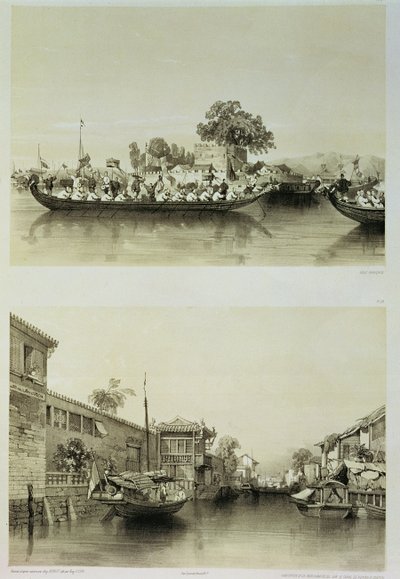 La follia francese e la casa di un mercante di sale sul canale Honan-Canton, tavole 27 e 28 da 