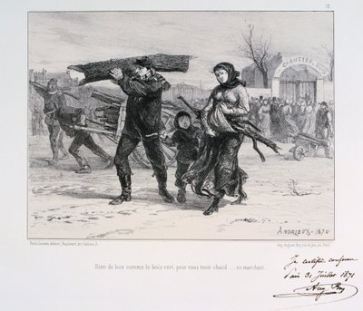Raccolta di legna da ardere, Assedio di Parigi, Guerra franco-prussiana, 1870-1871 da Auguste Bry