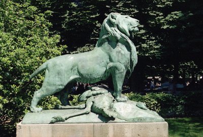 Leone nubiano e la sua preda, 1870 da Auguste Cain