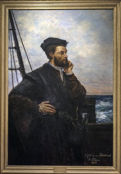 Ritratto di Jacques Cartier (1491-1557), navigatore ed esploratore francese. Dipinto di Auguste Lemoine 1848-1909 - 1895 Museo di storia di SAINT MALO da Auguste Charles Lemoine