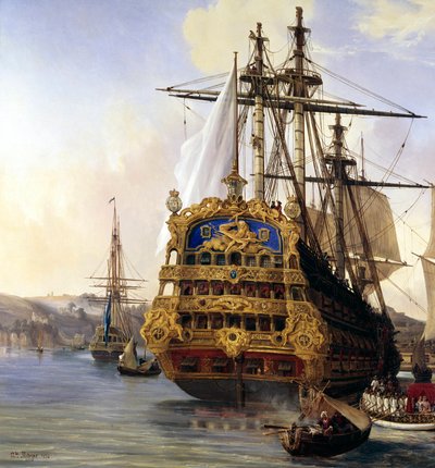 La nave Le Foudroyant nel porto di Brest nel 1724 (dettaglio) da Auguste Etienne Francois Mayer