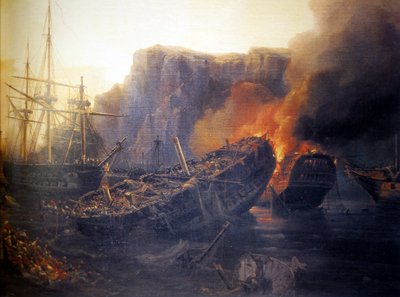Francese:  Le soir de la bataille de Navarin, 1827 Serata della battaglia di Navarino da Auguste Etienne Francois Mayer