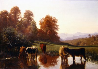 Bovini che si abbeverano da Auguste Francois Bonheur