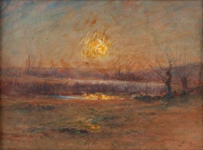 Tramonto sullo stagno in campagna da Auguste Francois Ravier