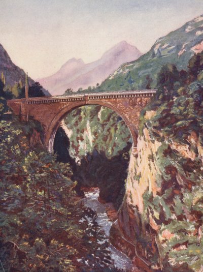 Francia: Il Ponte Saint-Sauveur e il Gave de Pau da Auguste Gerardin