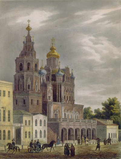 La Chiesa della Dormizione della Theotokos in via Pokrovka a Mosca, 1825 da Auguste Jean Baptiste Antoine Cadolle