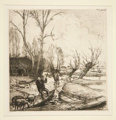 Au marais inonde - Le berger da Auguste Lepere