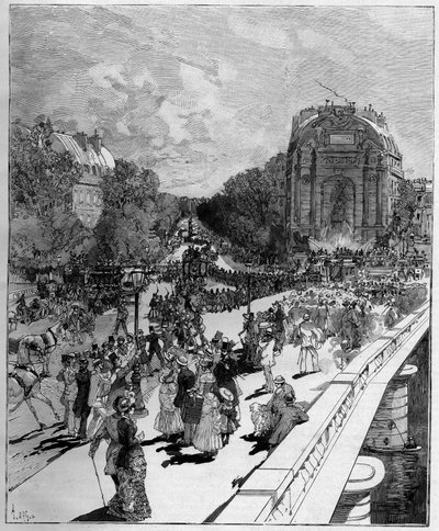 Sfilata degli studenti della Ecole Polytechnique (Monome) in Place Saint Michel a Parigi, 24 giugno da Auguste Lepere