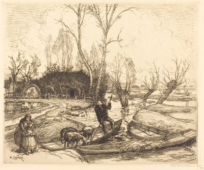 Nel pantano allagato - Il pastore da Auguste Lepere