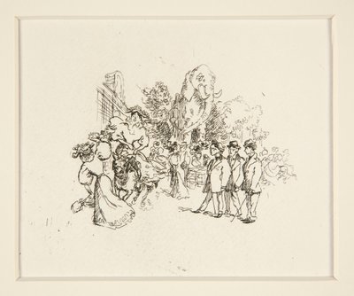 Donna che cavalca una mucca, altre figure e un elefante da Auguste Lepere
