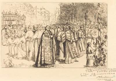 Ritorno della processione alla cattedrale di Nantes da Auguste Lepere