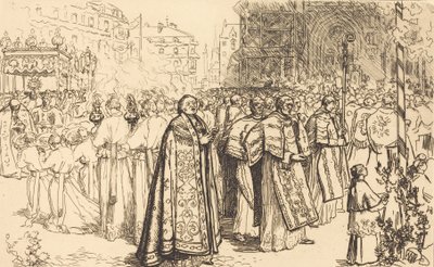 Ritorno della processione alla cattedrale di Nantes, 190 da Auguste Lepere
