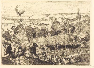 Il pallone che cade, a Pre-Saint-Gervais (Lebaloon qui tombe, au Pre-Saint-Gervais) da Auguste Lepere