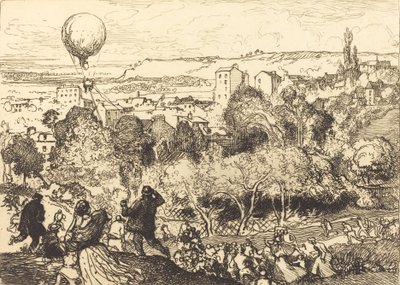 Il pallone che cade, a Pre-Saint-Gervais, 1910 da Auguste Lepere