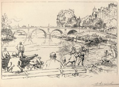 Il luogo di abbeveraggio al Pont Marie, 1915 da Auguste Louis Lepère