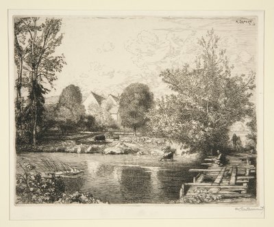 Vecchio ponte pedonale, rive del piccolo Morin da Auguste Lepere
