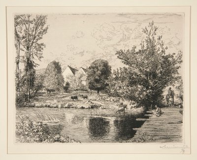 Vecchio ponte pedonale, rive del piccolo Morin da Auguste Lepere