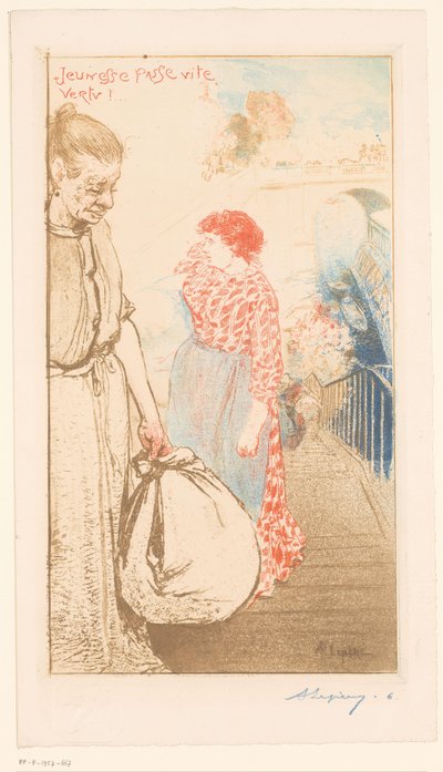Lavandaie su una scala lungo la Senna da Auguste Lepère (signed by artist)
