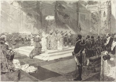 Battesimo reale alla corte di Spagna da Auguste Lepère after Daniel Vierge
