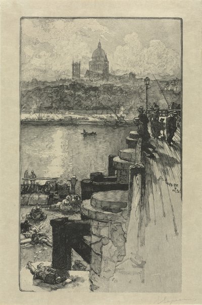 [Pescatori su un molo, Parigi] da Auguste Louis Lepère