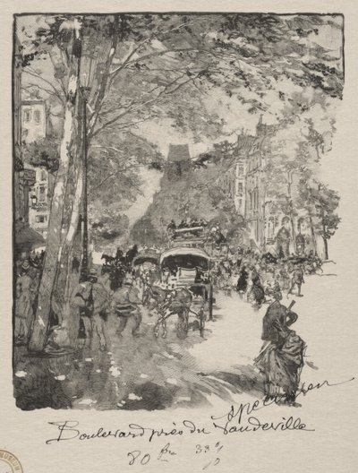 Il Boulevard vicino al Vaudeville da Auguste Louis Lepère