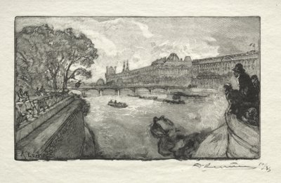 Il Louvre, visto dal Pont Neuf da Auguste Louis Lepère