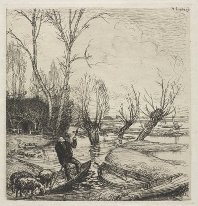 [Uomo in barca con tre pecore] da Auguste Louis Lepère