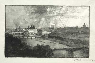 Parigi, vista dal Padiglione di Flore da Auguste Louis Lepère