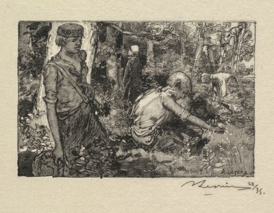 Foresta di Fontainebleau: Raccolta di mughetto La Forêt de Fontainebleau..., 1890 da Auguste Louis Lepère
