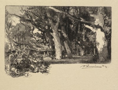 Foresta di Fontainebleau: Mezzogiorno sotto gli alberi da Auguste Louis Lepère
