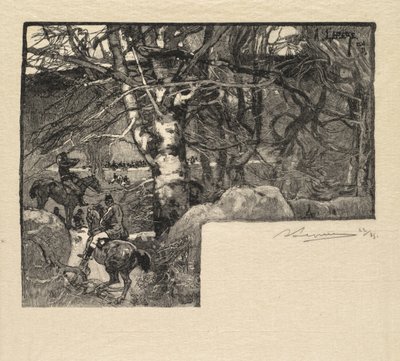 Foresta di Fontainebleau: Caccia alla volpe a Mont-Gérard La Forêt de Fontainebleau da Auguste Louis Lepère