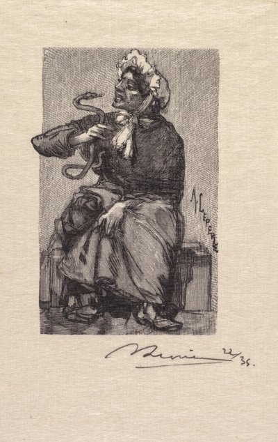 Foresta di Fontainebleau: Mercante di Serpenti, 1890 da Auguste Louis Lepère