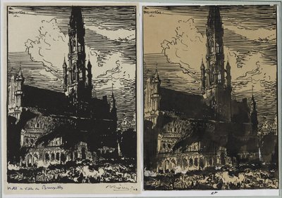 Hôtel de Ville di Bruxelles in fiamme, 1914 da Auguste Louis Lepère