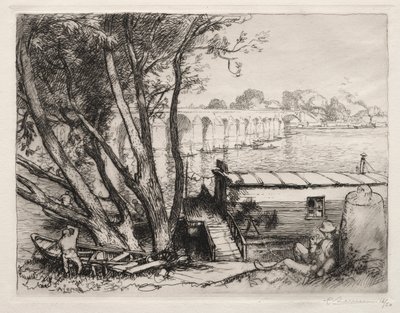 Le Pont de Poissy, 1917 da Auguste Louis Lepère