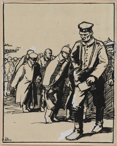 Marcia di un gruppo di prigionieri tedeschi, 1914 da Auguste Louis Lepère