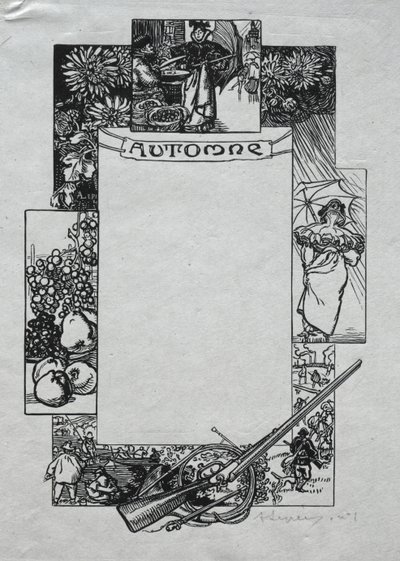 Almanacco di Parigi, 1897: Bordo decorativo, Autunno da Auguste Louis Lepère