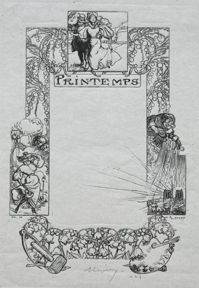 Almanacco di Parigi, 1897: Bordo Decorativo, Primavera da Auguste Louis Lepère