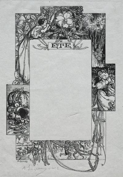 Almanacco di Parigi, 1897: Bordo Decorativo, Estate, 1897 da Auguste Louis Lepère