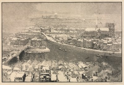 Parigi sotto la neve, 1890 da Auguste Louis Lepère