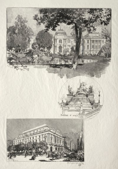 Rouen Illustré: La Musée; Fontaine St. Marie; Le Théâtre des Arts da Auguste Louis Lepère