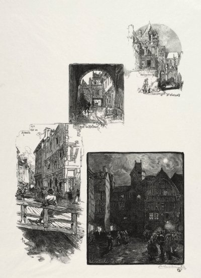 Rouen Illustré: Rue des Charretes; Rue de Halage; Rue Eau de Robec; Place des Arts da Auguste Louis Lepère