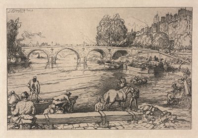 Il luogo di abbeveraggio al ponte Marie da Auguste Louis Lepère