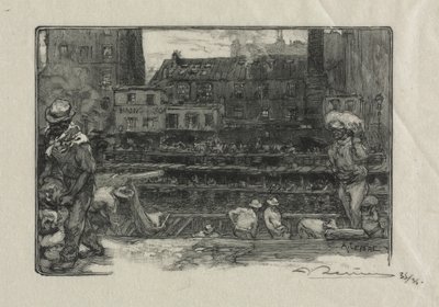 Scaricatori di gesso Canal St. Martin, 1890 da Auguste Louis Lepère