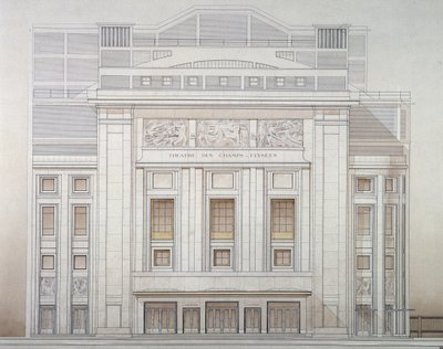 Teatro degli Champs-Elysees: facciata - progetto di Perret da Auguste Perret