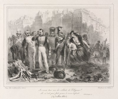 Album del 1831: Voglio uccidere uno dei soldati di Polignac. Non hanno risparmiato mio figlio Storico, 18 da Auguste Raffet