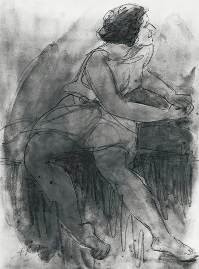 Isadora Duncan (1878-1927) (matita e acquerello su carta) da Auguste Rodin