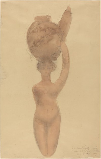 Donna Nuda che Porta un Vaso sulla Testa da Auguste Rodin