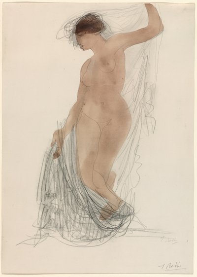 Nudo in piedi con tendaggi da Auguste Rodin