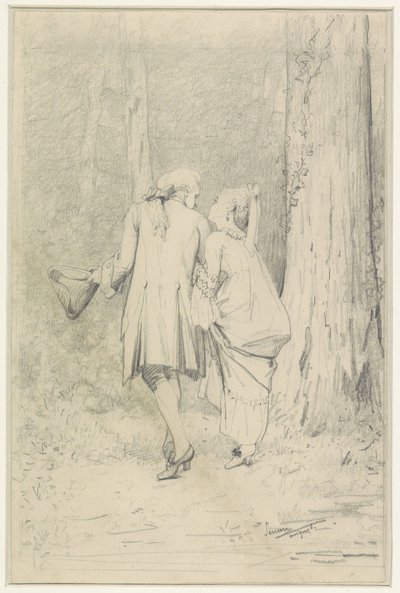 Coppia che cammina nel bosco da Auguste Serrure
